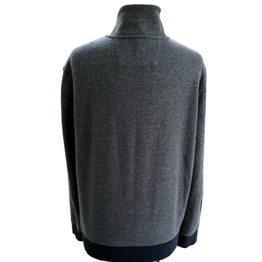 Banana Republic Navy Grey Size Large Sweater Jacket Varsity Cotton Zip Up